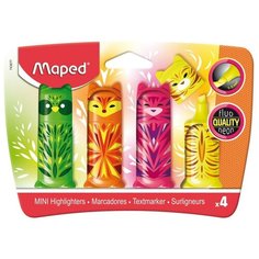 Maped Маркеры-текстовыделители "Fluo Peps Mini Friends", декорированные, 4 цвета