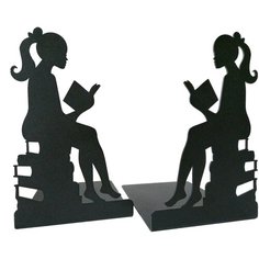 Подставка-ограничитель для книг “Девушка с книгой” 2 шт, металл, цвет чёрный Рыжий гном