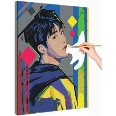 Bangtan Boys / BTS Корейская K-POP группа Раскраска картина по номерам на холсте с неоновой краской 40х50