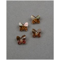 Бусины бабочки Swarovski, цвет Crystal Copper (#001-COP), размер 8 мм, 4 шт.