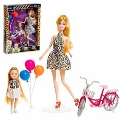 Кукла с дочкой Family Look на велосипеде, леопард Happy Valley