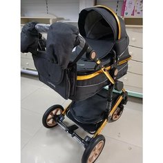 Детская коляска-трансформер 2 в 1 Luxmom 510, черный/золотая рама