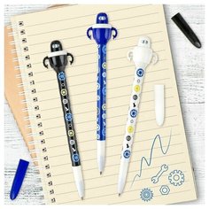 Ручка фигурная шариковая юнландия "Робот", корпус ассорти, синяя, пишущий узел 0,7 мм, 143790 - 12 шт.