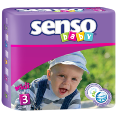Подгузники для детей "SENSO BABY" с кремом - бальзамом размер B3 MIDI (4 - 9 кг) 22 шт.