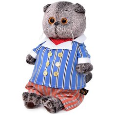 Мягкая игрушка Basik&Co Кот Басик в полосатом костюме, 30 см, серый