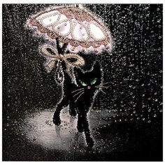 Вышивка Образа в каменьях "Соло под дождем", 30х30 см