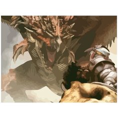 Картина по номерам на холсте Игра Monster Hunter World 5451 40x30