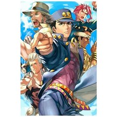 Картина по номерам на холсте аниме JoJo ДжоДжо Джотаро Джованна - 6713 В 60x40