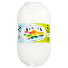 Пряжа ALPINA "BABY SUPER SOFT" 50% хлопок, 50% бамбук 10 шт. х50г 150м №01 белый