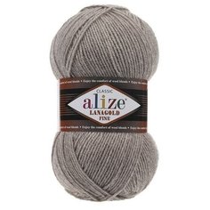Пряжа Alize Lanagold Fine (Ализе Ланаголд Файн) - 3 мотка, 207 светло-коричневый, 49% шерсть, 51% акрил 390м/100г