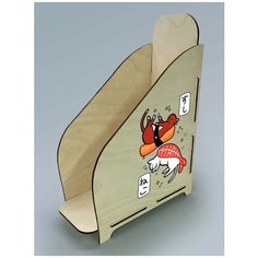 Органайзер лоток, подставка для бумаги, документов деревянная с цветным принтом 1 отделение животные милота котики суши япония - 13 Art Wood