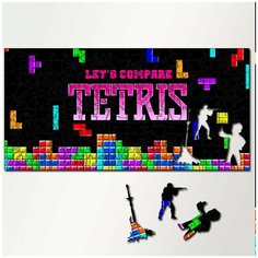 Пазл из дерева с фигурками, 230 деталей, 46х23 см игры Tetris Tetris, Тетрис, головоломка, Сега, 16 bit, 16 бит, ретро приставка - 5657 Puzzle Wood