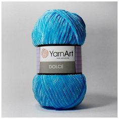 Плюшевая пряжа YarnArt Dolce (Дольче) - 1 моток 758 ярко-голубой, для вязания игрушек, 100% микрополиэстер 120м/100г