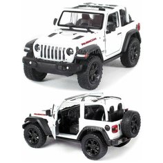 Машинка металлическая Kinsmart 1:34 2018 Jeep Wrangler Open Top 5412KTDH инерционная, двери открываются / Белый с открытым верхом