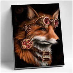 Картина по номерам на холсте с подрамником Molly "Лиса Стимпанк", Раскраска 40x50 см, Лисы Животные