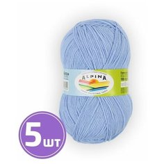 Пряжа детская для вязания крючком, спицами Alpina Альпина VERA классическая средняя, акрил/хлопок, цвет №49 Бледно-голубой, 280 м, 5 шт по 100 г