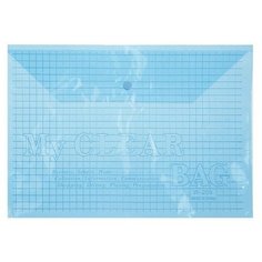 Папка -конверт -Клетка- на кнопке, А4, 80 мкр, тонированная, синяя, 30 шт. Calligrata