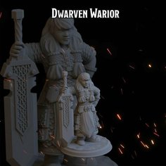 Воин Дварф женщина 37,8мм фигурки/миниатюры (ДнД, DnD, D&D, Dungeons & Dragons, Pathfinder, Подземелья и Драконы, Wargames) Лавка Приключенца