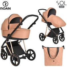 Коляска 2 в1 Roan Sol Lux Toffee/Rose Gold/ручка чёрный