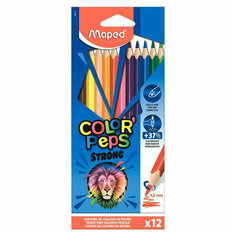 Карандаши цветные MAPED "COLOR PEPS Strong" набор 12 цветов грифель 3 2 мм пластиковый корпус, 6 шт