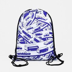 Мешок для обуви на шнурке, цвет белый/синий Нет бренда