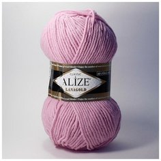 Пряжа "Lana Gold" 49% шерсть, 51% акрил, 240м розовый Alize