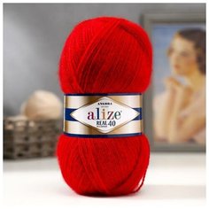 Пряжа "Angora real 40" 60% акрил, 40% шерсть 480м/100гр (56 красный) Alize