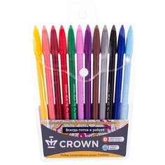 Набор капиллярных ручек Crown "MultiPla" 12цв, 0,3мм, европодвес