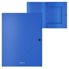 Папка на кнопке А4 ErichKrause, Matt Classic, пластиковая, 3 клапана, непрозрачная, 400 мкм, корешок 8 мм, синяя