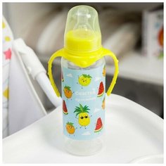 Mum&Baby Бутылочка для кормления «Фрукты», 250 мл цилиндр, с ручками