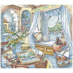 Набор для вышивания LetiStitch Вид у окна 33*29см