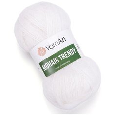 Пряжа для вязания YarnArt Mohair trendy 100гр 220м (50% мохер, 50% акрил) (101 белый), 5 мотков