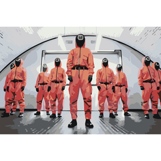 Картина по номерам Игра в кальмара. Солдаты на стену Палитра забав