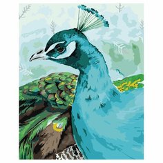 Картина по номерам на холсте ТРИ совы «Павлин», 40×50, с поталью, акриловыми красками и кистями