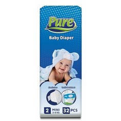 Детские подгузники PURE MINI №2 (3-6 кг) 32 шт/упак