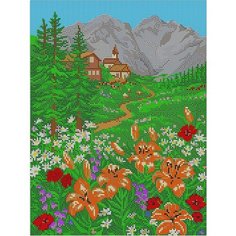 Вышивка бисером картины Вид на горы 30*38см Светлица