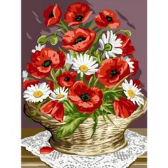 Картина по номерам Маки и ромашки в плетеной корзинке 40х50 см Hobby Home