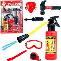 Игровой набор пожарного Fire Tool, 7 предметов, огнетушитель с пульверизатором, 38х26х5 см Play Smart