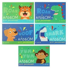 Альбом для рисования А5, 12 листов, на скрепке, "Ррррычалки", обложка мелованный картон, блок 100 г/м², микс Hatber