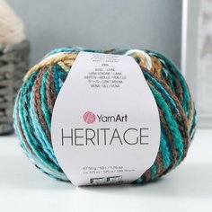Пряжа "Heritage" 75% акрил, 25% шерсть 125м/50гр (337 изумруд-белый-бежевый) Yarn Art