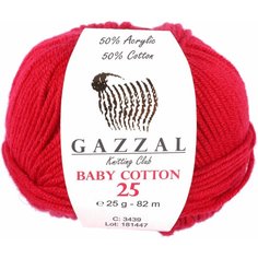 Пряжа GAZZAL Baby Cotton 25, 50 % хлопок, 50 % акрил, 25 г, 82 м, 1 шт., 3439