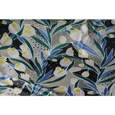 Ткань атлас с тюльпанами Rochas