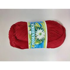 Пряжа ПНК Кирова Ромашка красный мак (906), 100%мерсеризованный хлопок, 320м, 75г, 1шт