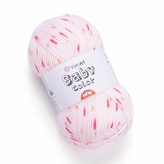 Пряжа YARNART BABY COLOR (YarnArt), белый с яр. розов - 203, 100% акрил, 5 мотков, 50 г, 150 м.