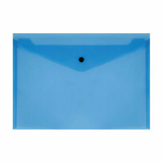 Папка-конверт на кнопке СТАММ А4, 150мкм, пластик, прозрачная, синяя, 30 штук, 343171