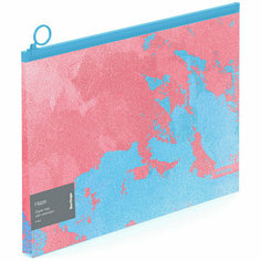Папка-конверт на молнии с расширением Berlingo "Haze" А4, 180мкм, розовая/голубая, с рисунком, с эффектом блесток, 334657
