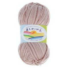 Пряжа Alpina Альпина HOLLY MELANGE классическая тонкая мерсеризованный хлопок 100%, цвет №12 Бежево-розовый 200 м 10 шт по 50 г