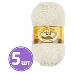 Пряжа полушерсть Adelia Аделия JAKE CLASSIC классическая тонкая, шерсть/нейлон, цвет №01 Белый 5 шт, 410 м