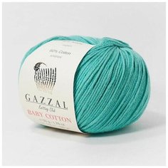 Пряжа Gazzal Baby Cotton (Газзал Беби Коттон) - 1 моток Светло-изумрудный (3426) 60% хлопок, 40% акрил 165м/50г