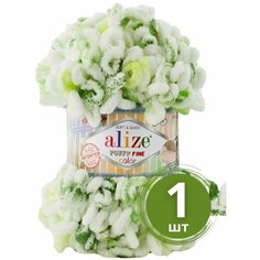 Пряжа Alize Puffy Fine Color (Пуффи Файн Колор) - 1 моток Цвет: 7627 Весна, маленькие петельки (2см), 100г 14м